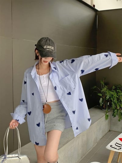 韓版愛心印花長袖襯衫2