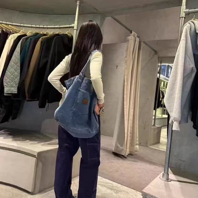 復古牛仔單肩托特包7