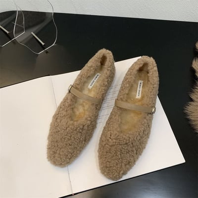 冬季韓版毛毛溫柔感平底鞋  現貨免運黑色棕色2