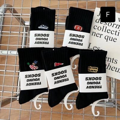 情侶襪也要有儀式感 韓系刺繡短襪5雙組10