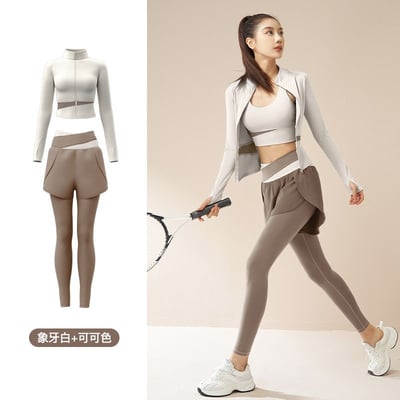 瑜珈普拉提女神套裝 新款顯瘦交叉腰設計運動訓練服8