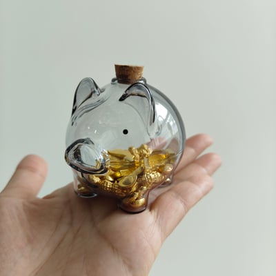 招財小豬玻璃罐 金豆豆儲物瓶 家居療癒擺件6