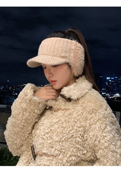 韓版保暖毛絨護耳冬季百搭空頂帽6