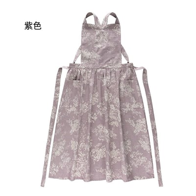 法式復古棉麻田園碎花圍裙 森系工作服14