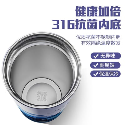 文青限定藍蓮花雙飲保溫杯 316便攜不鏽鋼咖啡杯4