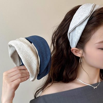 新款高級感氣質藍加灰色髮箍1