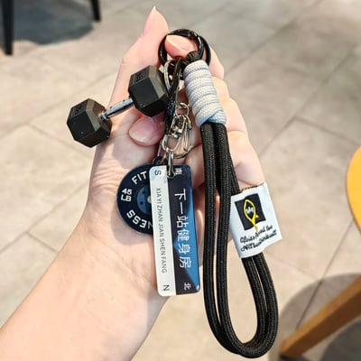 健身人必備  INS風迷你啞鈴鑰匙扣 運動潮流掛飾包包點綴神器8