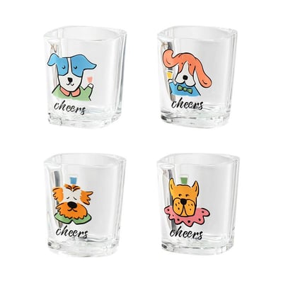 開燒酒派對 狗狗插畫玻璃燒酒清酒杯組禮盒5