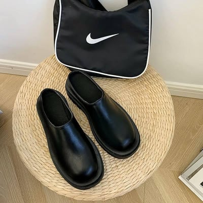 韓系包頭大尺碼半拖皮鞋11