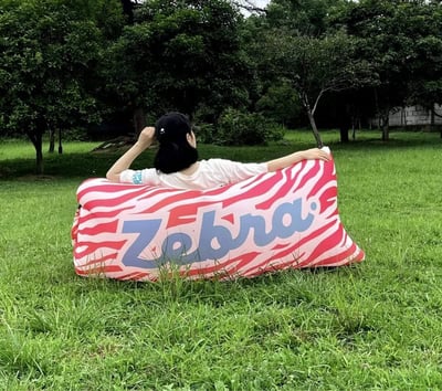新款斑馬時尚野餐露營快速充氣沙發4