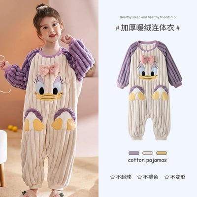 女孩款 可愛兒童多款法蘭絨連體睡衣  草莓現貨1108