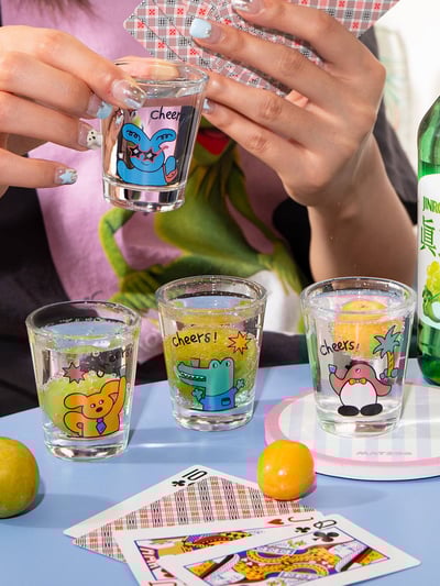 開燒酒派對 微醺動物園玻璃燒酒清酒杯組禮盒2