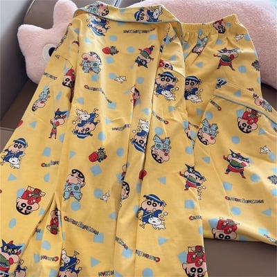 日系黃色系 卡通可愛小新睡衣套裝3