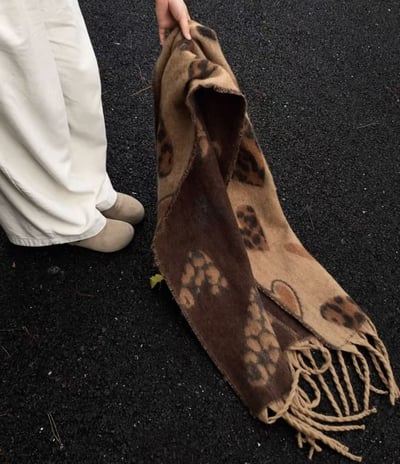 挪威森林．復古老錢風豹紋圍巾 加厚溫暖披肩2