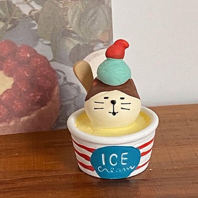 日式冰淇淋小店貓 治癒系可愛日式小擺件桌面裝飾品4