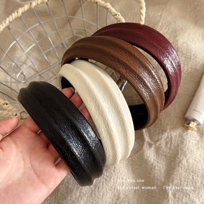 秋冬質感首選 美拉德皮質凹凸髮箍四色組2