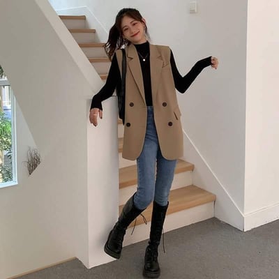 新款有大尺碼復古西裝版背心4