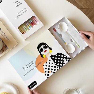 少女心馬卡龍撞色設計陶瓷筷子與湯匙2