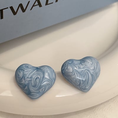 氣質姐姐 設計感茶系灰藍系列耳環四件組3