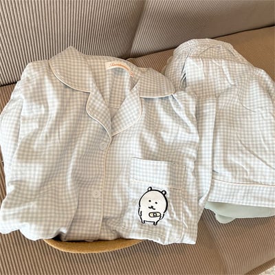 日系可愛格紋熊仔睡衣套裝4