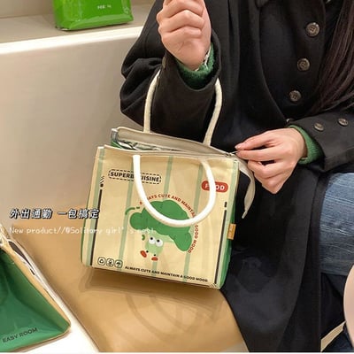 可愛便當保溫袋大容量學生午餐袋  防水鋁膜手提飯盒包5