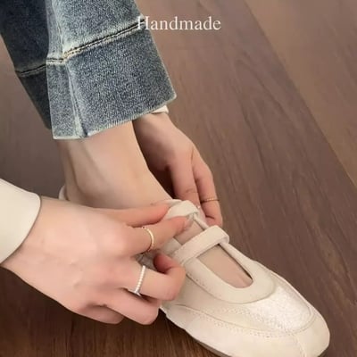 一穿就變溫柔的復古乳白色 芭蕾平底鞋4