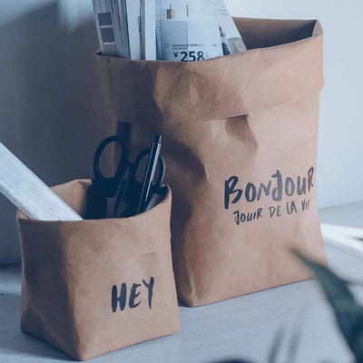 歐美風可水洗牛皮紙袋 多尺寸手捲花盆雜物收納袋食材分裝袋5