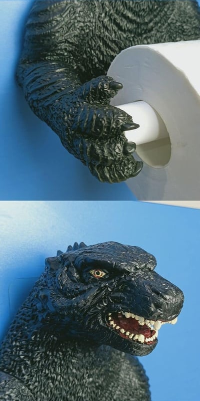 創意哥吉拉免打孔紙巾架5