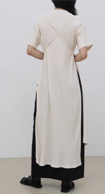 韓系極簡風   綁帶收腰側開叉長洋裝10