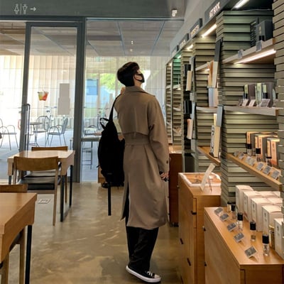 秋冬韓版男士中長款過膝休閒風衣外套  黑色M現貨5