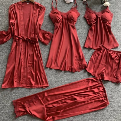 極致舒適冰絲居家睡衣套5件組3