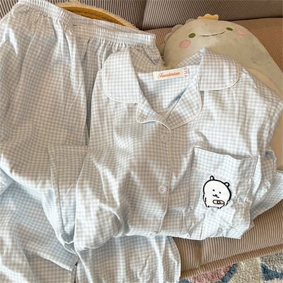 日系可愛格紋熊仔睡衣套裝1