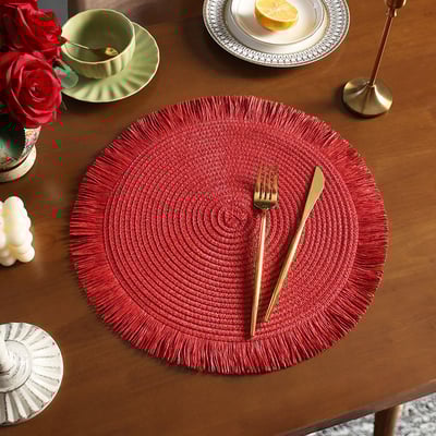 新款黃麻紙混編流蘇餐墊 天然環保高顏值隔熱墊5