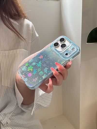 藍色鐳射海洋  貝殼星星透明防摔手機殼3