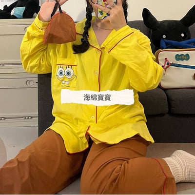 我愛海綿寶寶跟派大星 長袖棉質睡衣組2