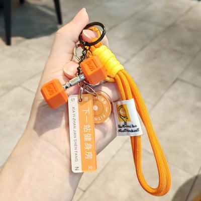 健身人必備  INS風迷你啞鈴鑰匙扣 運動潮流掛飾包包點綴神器7
