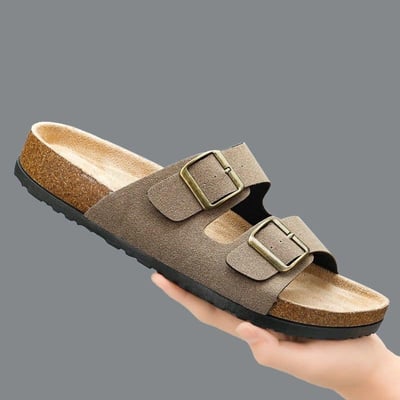 男士磨砂一字帶休閒平底拖鞋 勃肯鞋4