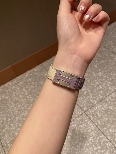 新款皮革摺疊磁吸扣蘋果錶帶4