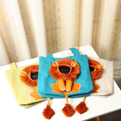 露頭手提透氣小型寵物獅子帆布外出包8