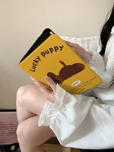 Lucky puppy躺平小狗黃色iPad平板保護套2