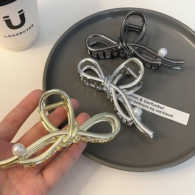 氣質高級感珍珠蝴蝶結髮夾2