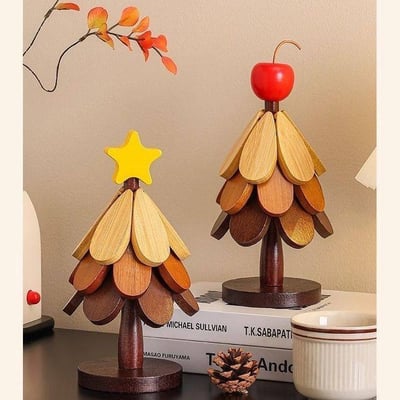 北歐原木聖誕樹隔熱墊升級5片組2