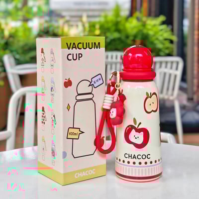 圓球球萌系保溫杯 400ml可愛色系不鏽鋼保溫杯 附掛件便攜水杯5