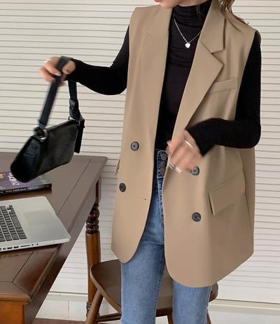 新款有大尺碼復古西裝版背心8