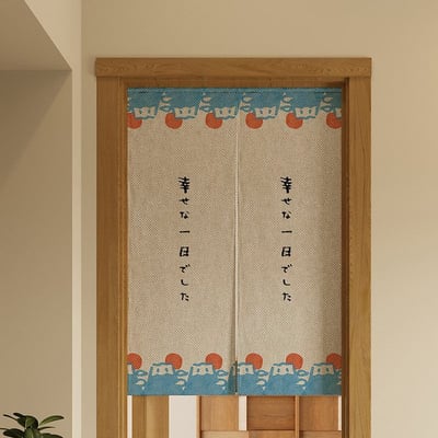 日式多款和風棉麻門簾 80×120cm對開式3