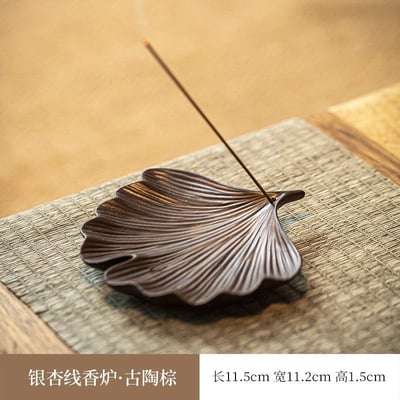 銀杏葉陶瓷香插 禪意輕奢 線香收納盤6