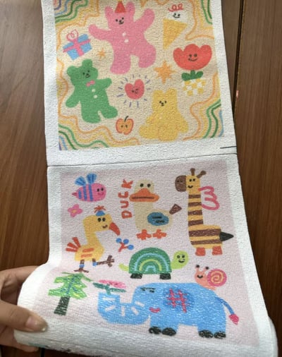 INS風手撕懶人抹布   買一送一 手繪印花乾濕兩用廚房清潔布5