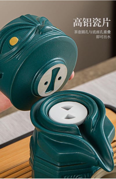 神秘三星堆石磨旋轉茶具套組5