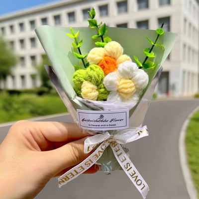 迷你毛線小花束仿真清新編織花束 活動畢業幼兒園小禮物3