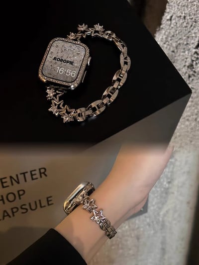 星星帶鑽設計感金屬蘋果錶帶3